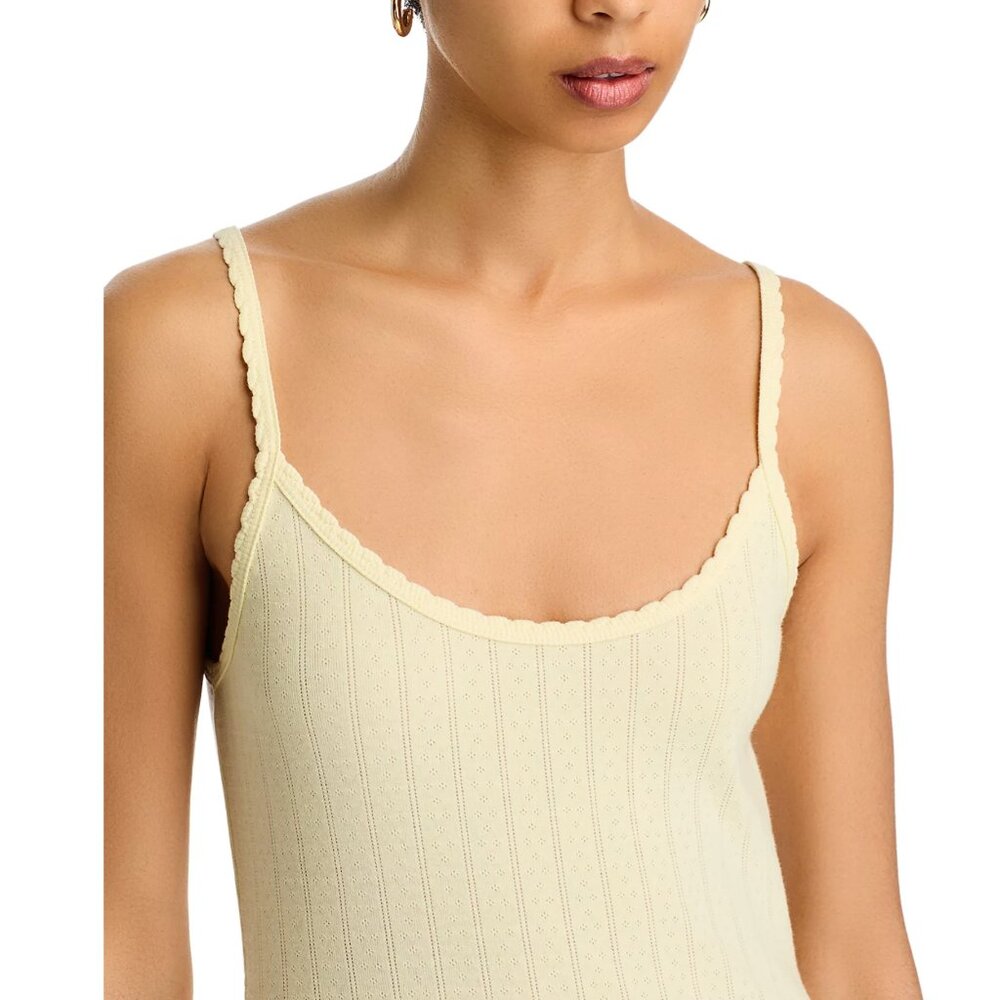 LESET Pointelle Classic Tank Top in Butter Yellow